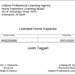 Home inspection license, Justin Taggart